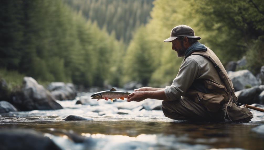 fishing for trout by hand