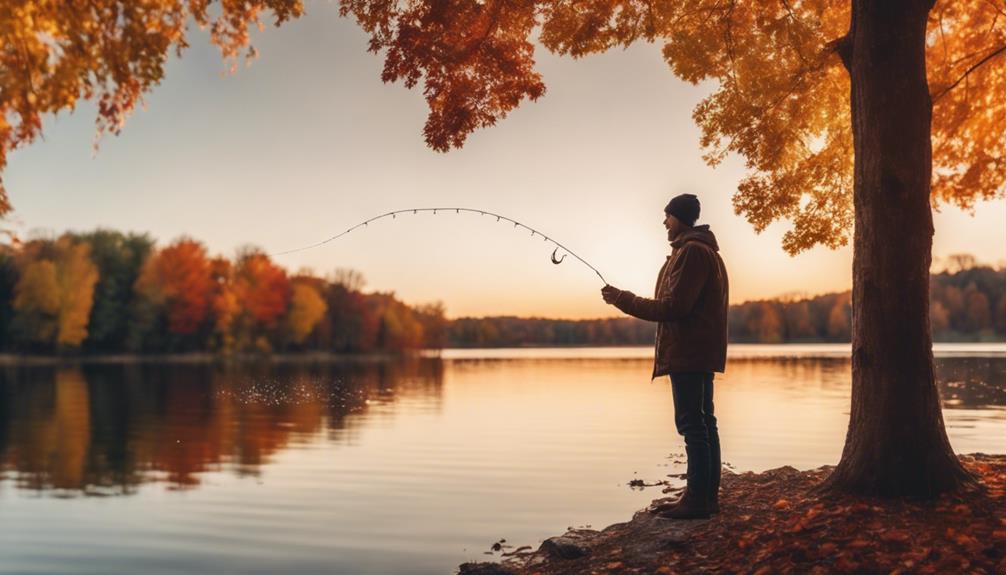 hand fishing in autumn